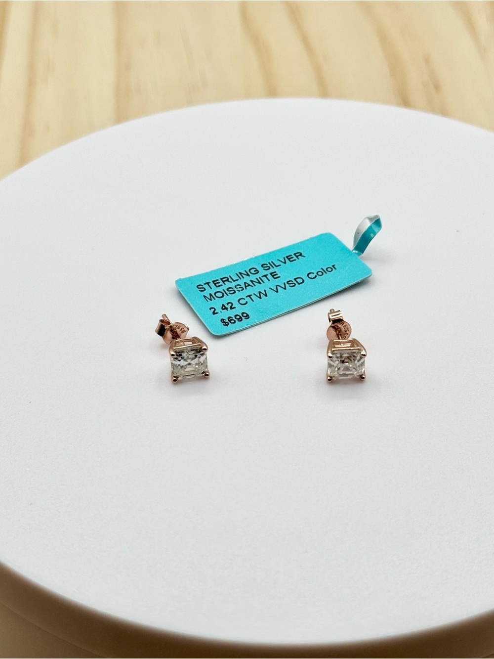 Rose Gold Over Sterling Silver Moissanite Stud Earrings